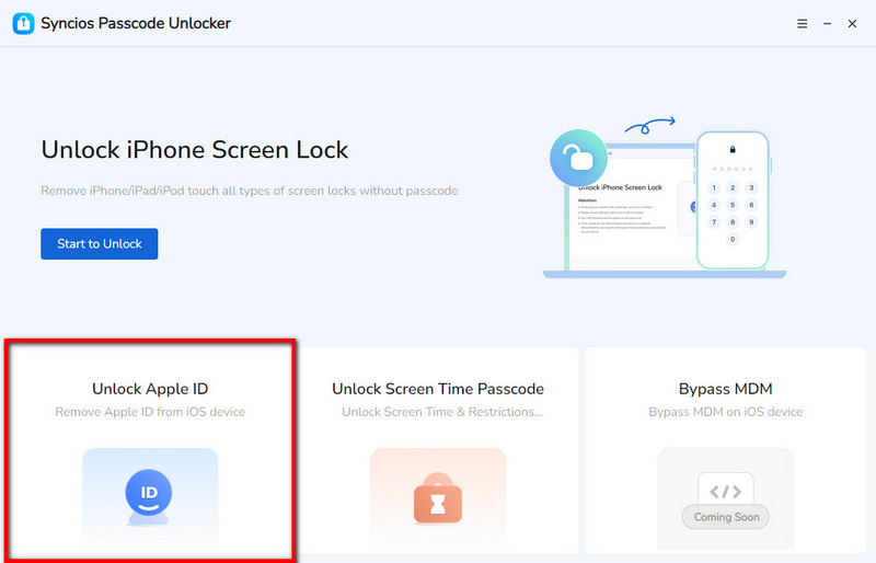 seleccionar el módulo eliminar ID de Apple