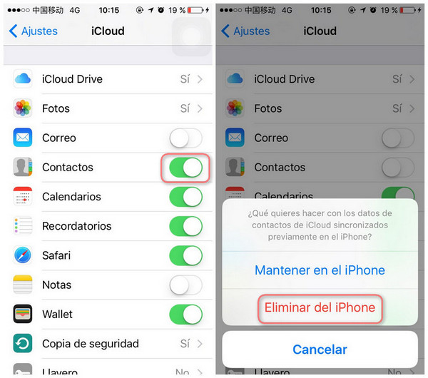 eliminar contactos de iphone