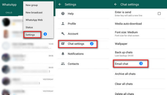 hacer copia de seguridad de WhatsApp con email