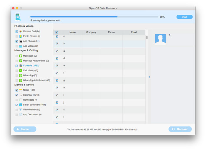 preview and recover lost data from iPhone