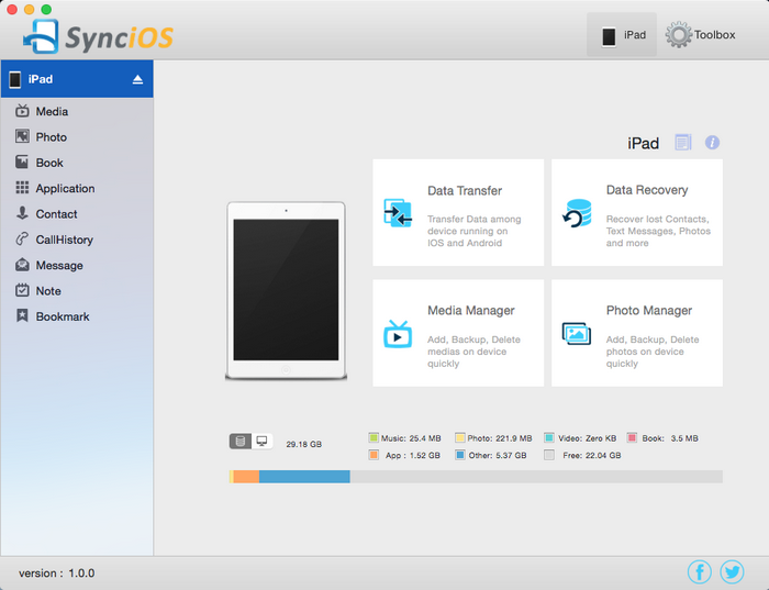 Syncios iOS Manager for mac homepage