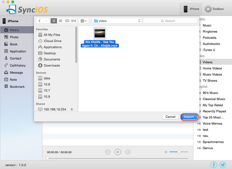 import video on Mac to iPhone